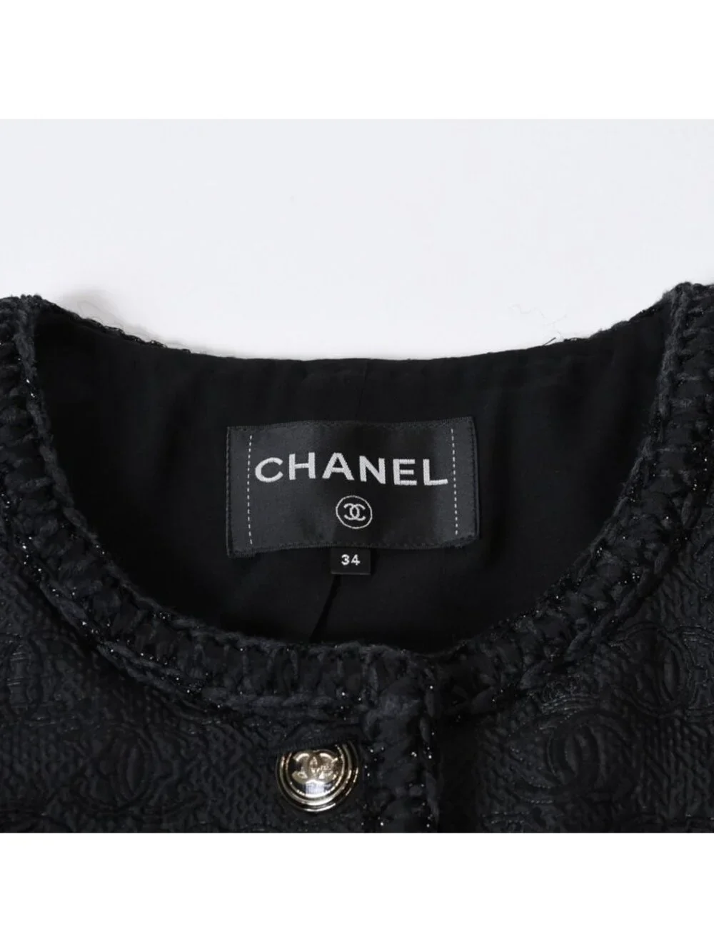 Chanel Tweed Jacket CC Logo Black